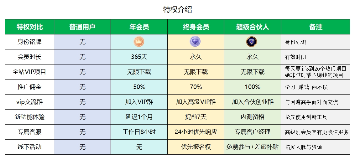 VIP特权介绍